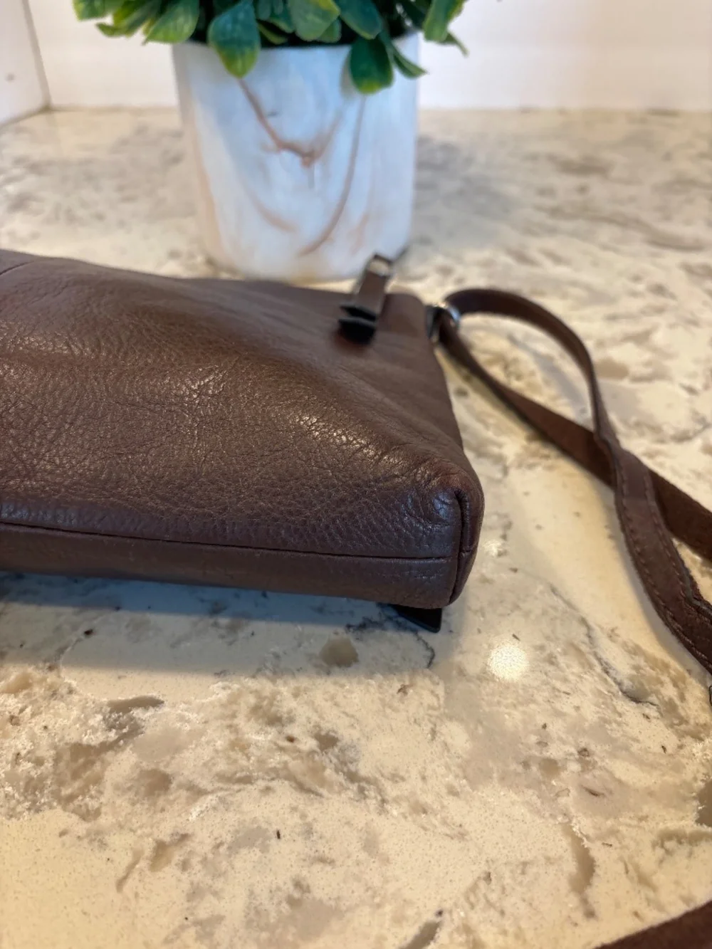 Fossil Dawson Rich Brown Leather Crossbody Handbag